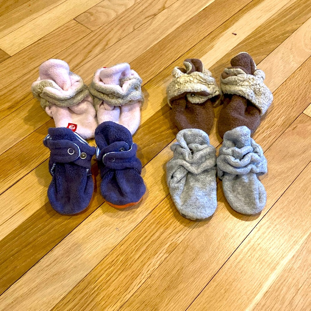 Zutano Fleece Booties - 4 pair bundle